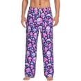 thumbnail image 2 of Lsque Skull Rainbow Mushroom Print Men's Pajama Pants, Lounge Pant - Comfortable Home Wear,Elastic Waistband, Stylish Design-Small, 2 of 9