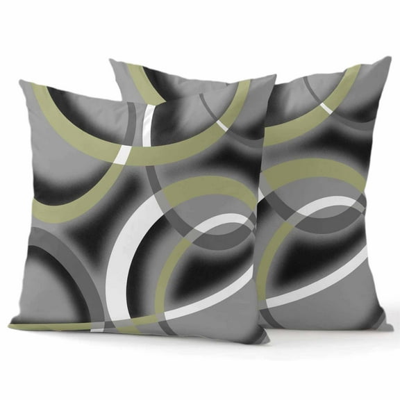 Decorative Throw Pillow Covers 18x18 Inch Set of 2 Sage Green Geometric Circle Home Decor Pillow Cases for Couch, Abstract Lines Cushion Case for Living Room Bedroom Bed Car Chair