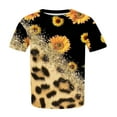 thumbnail image 6 of ZZwxWA Fashion Leopard Print Womens Tops Plus Size Short Sleeve Round Neck Summer Pullover Cute T-Shirt Yellow L, 6 of 6