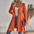 thumbnail image 4 of Xinoom Women Open Front Ribbed Knit Cardigan, Long Sleeve A-line Flowy Hem Sweater Coat, Casual Mid Length Loose Fit Layering Outerwear for Daily Office Weekend Orange,XXL, 4 of 5