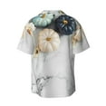 thumbnail image 2 of Sigee Pumpkin And White Marble Print Men's Shirts Casual Button Down Short Sleeve Summer Beach Shirt Hawaiian Vacation Shirts Tee Shirt-Medium, 2 of 7