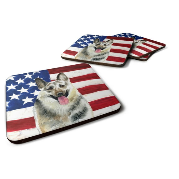 East-European Shepherd Patriotic Foam Coaster Set of 4