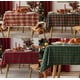 thumbnail image 2 of Xiao Hua Mantel rectangular a cuadros navideños para decoración de fiestas navideñas de estilo rústico. Cuadrícula verde doble con pequeños copos de nieve. Tamaño C: 55 x 55 pulgadas., 2 of 5