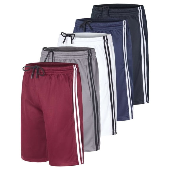 Real Essentials 5 Pack: Boys' Athletic Basketball Shorts with Pockets - Youth Activewear (Ages 4-18)