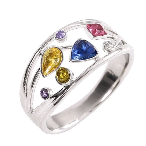 zttd fashion follow your dreams ring rhinestone ring friend gift rings for women birthday gift for her silver colorful geometric hollow rhinestone ring size 6 10