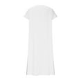 thumbnail image 5 of Plus Size Summer Dresses, Women's Fashion Crewneck Loose Half Sleeve Solid Knee-length Dress(White,L), 5 of 5