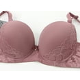 thumbnail image 5 of Fatuov Women's Lace Bra with Underwire Solid Color Soft Daily Bra for Casual, Supportive Full Coverage Push Up Lightly Lined Bra 38C, Pink, 5 of 5