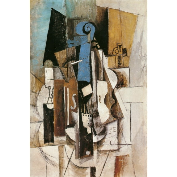 "Violin At A Cafe, Picasso - CANVAS OR PRINT WALL ART"