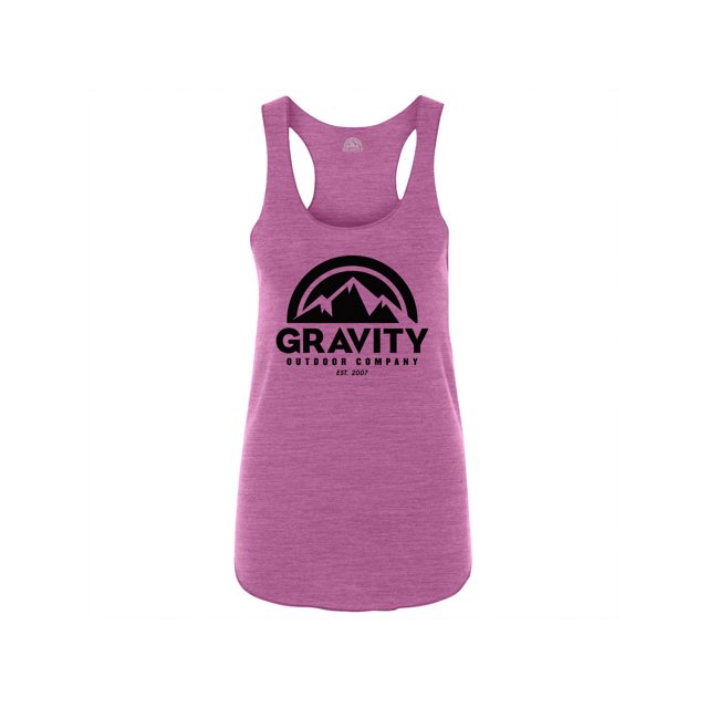 Gravity Outdoor Co. Womens Racerback Tank - Black Logo - Huckleberry - L