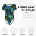 thumbnail image 6 of Vsdgher Womens High Waisted Bikini Sets Two Piece Swimsuit Flower Leaves Print Tummy Control Bathing Suit-Small, 6 of 9