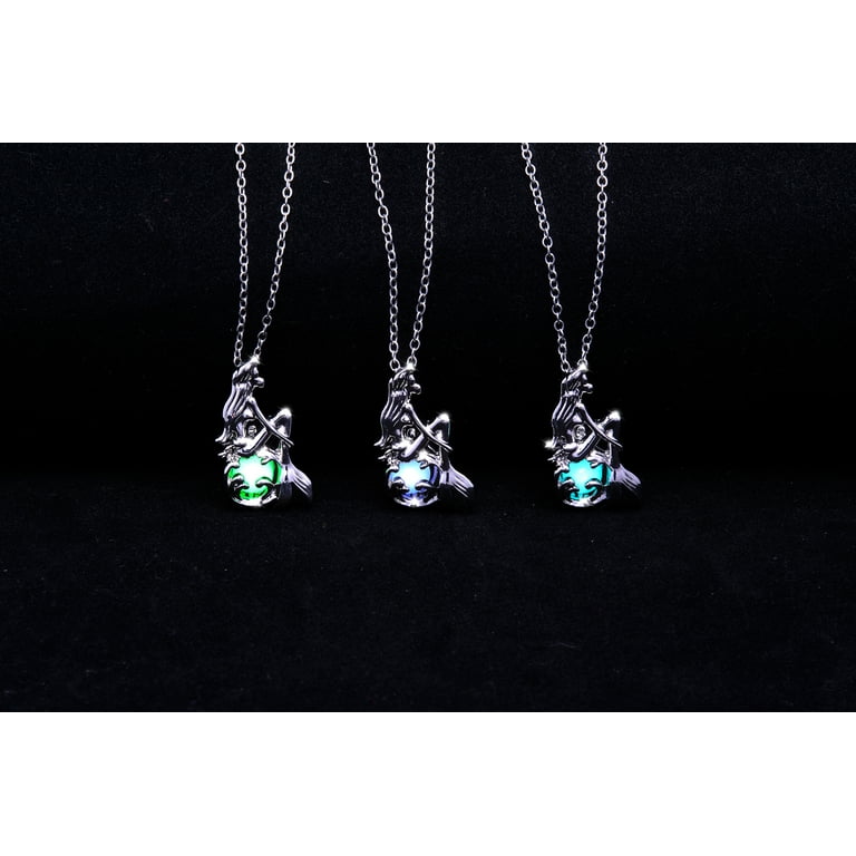 Alterimage Jewelry Mermaid Glow in The Dark Necklaces 3 Pack Green Blue & Sky Blue Includes UV Light