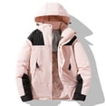 thumbnail image 4 of Men's Color Block Loose Casual Warm Windproof Waterproof Long-Sleeve Outerwear With Detachable Hood Leisure Oversize Jackets for Men, 4 of 7