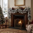 thumbnail image 4 of Snow Flocked Artificial Christmas Garland with Red Berries and Pine Cones, 106.3 Inch Winter Hanging Greenery Garland for Mantel, Stair Railing, Christmas Tree, Indoor & Outdoor Xmas Decor, 4 of 8