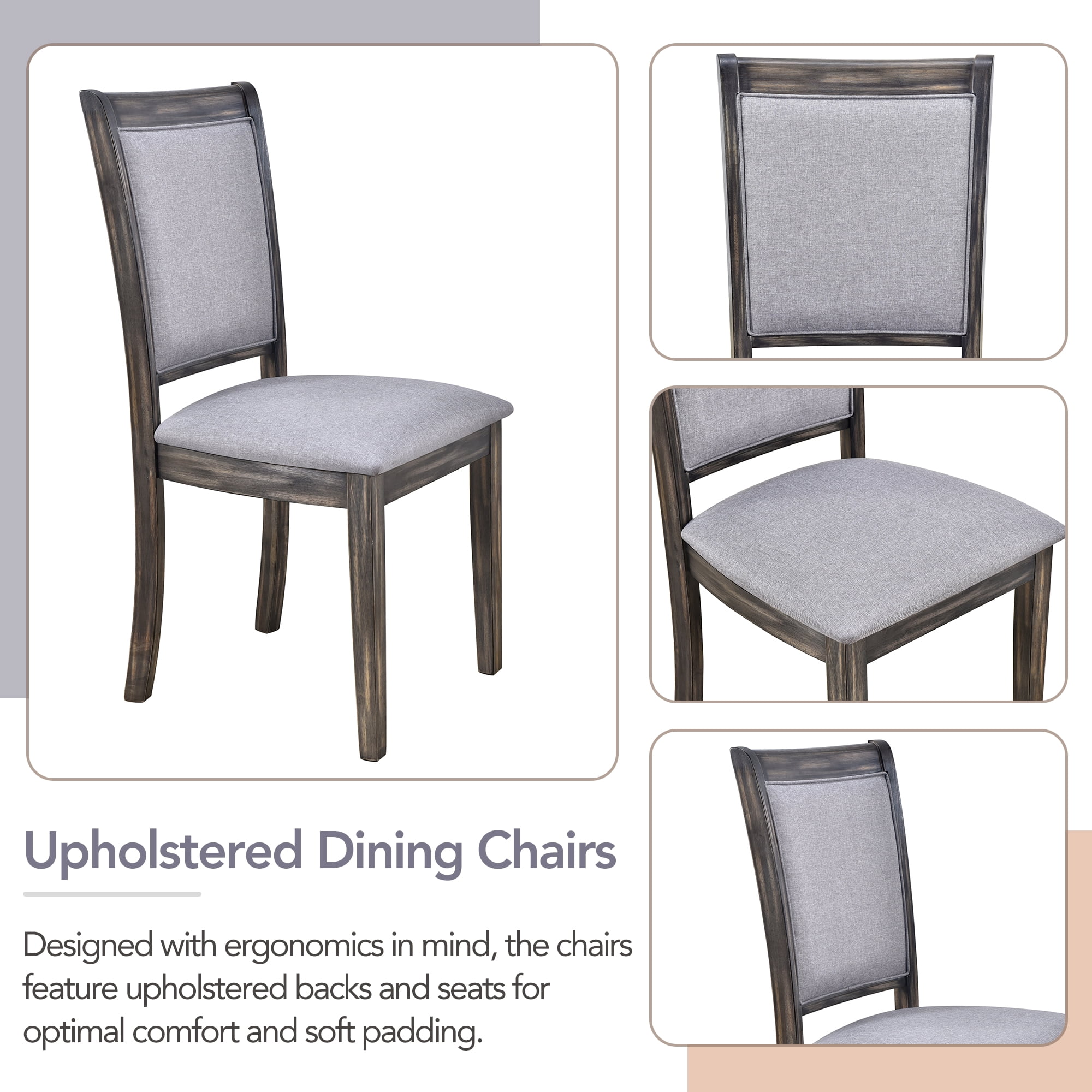 6-Piece Dining Table Set for 6, 76.9" Extendable Dining Table with Removable Leaf, 4 Chair and Bench