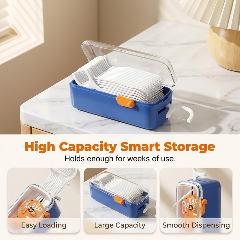 Automatic Pop-up Portable Floss Dispenser with 50 Pcs Dental Floss, 2026 New Travel Floss Picks Dispenser, Refillable Tooth Pick Holder for Home Travelling On-the-Go Oral Care