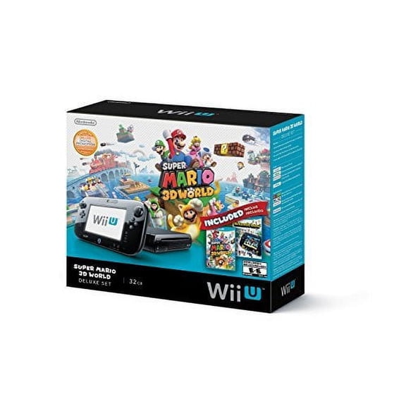 Wii U Deluxe Set with Super Mario 3D World & Nintendo Land Bundle, Black, (Used)