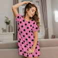 thumbnail image 3 of Gukieu Rose red polka dots Print Women's Nightgown, A-line Round Neck Short-sleeved Nightgown Pajamas Home Wear Suitable for Home and Outing, 3 of 6