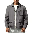thumbnail image 6 of QHRMKOG Mens Shirt Jacket Loose Fit Button Down Jackets with Flap Pockets Full Length Sleeve Shackets Trendy Shirt Jacket Gray L, 6 of 6