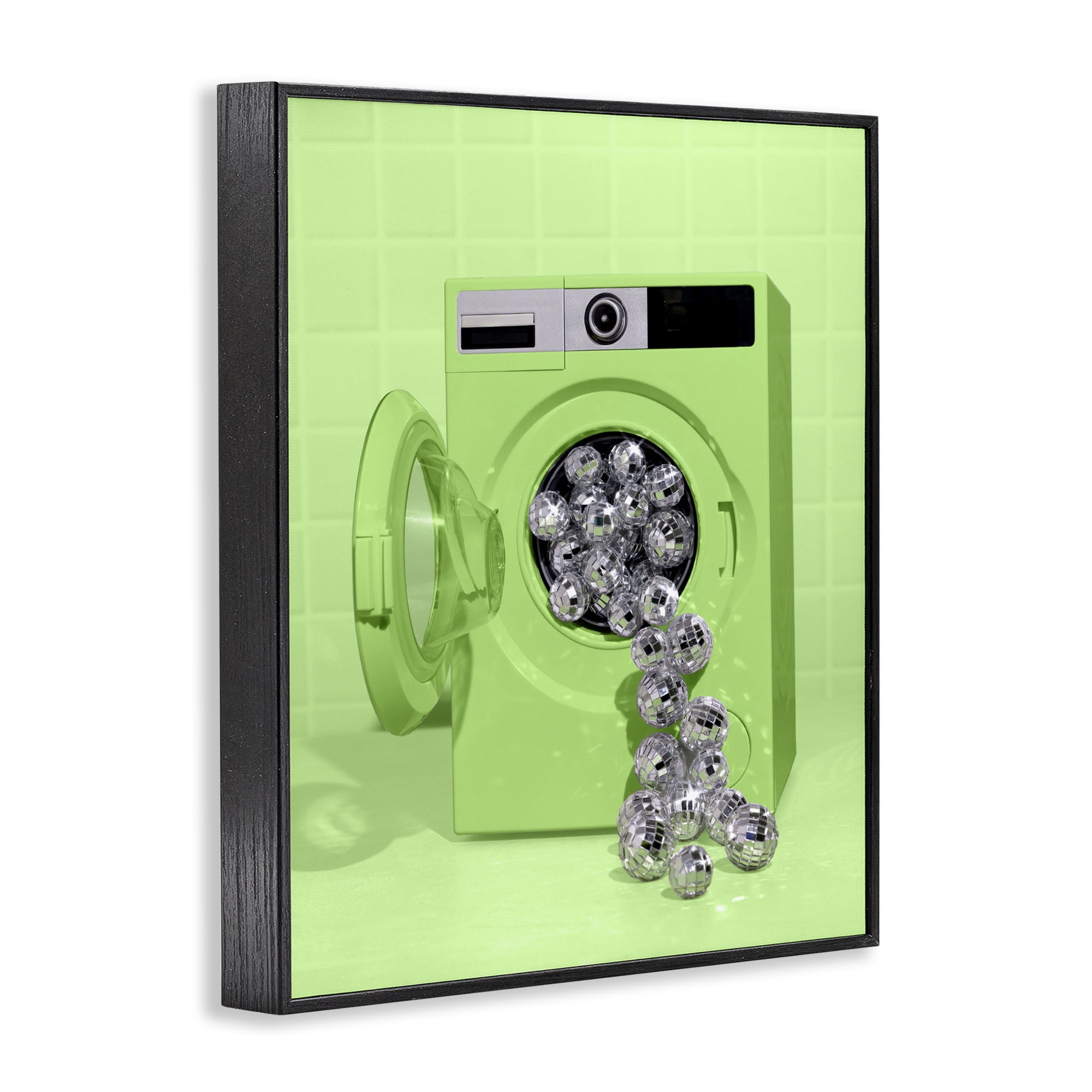 Stupell Industries Disco Laundry Machine over Lime Black Framed Giclee Art, design by LISH Creative