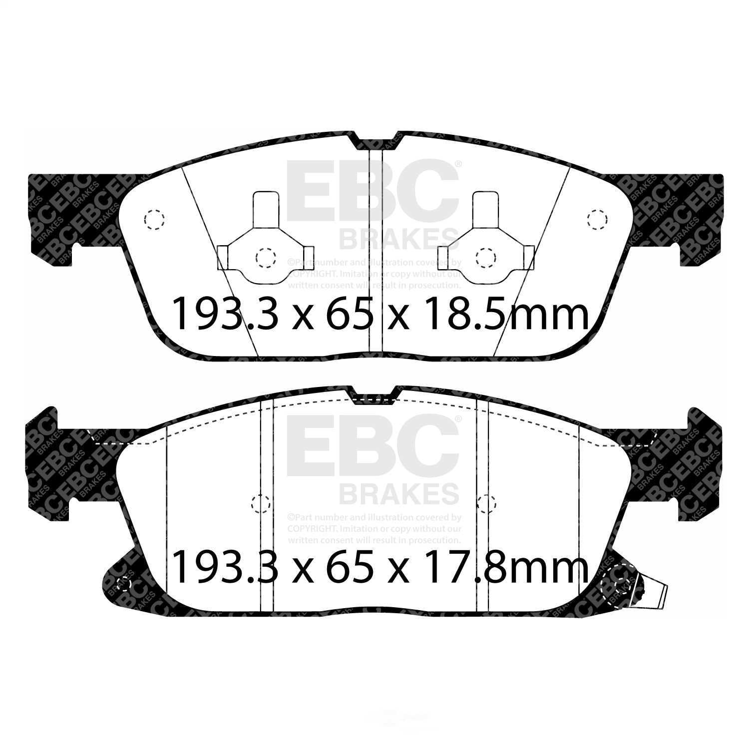 EBC Brakes Yellowstuff 4000 Series Street and Track Brake Pad Set Fits select: 2017-2020 LINCOLN MKZ, 2017-2020 LINCOLN CONTINENTAL