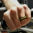 thumbnail image 3 of Yellow Stripe Silicone Ring For Men and Women 8mm Bandwidth, 3 of 5