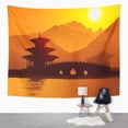 thumbnail image 2 of UFAEZU Skyline Pagoda in Lijiang Yunnan Sunset Bridge Lake Land Landscape Silhouette Wall Art Hanging Tapestry Home Decor for Living Room Bedroom Dorm 60x80 inch, 2 of 2