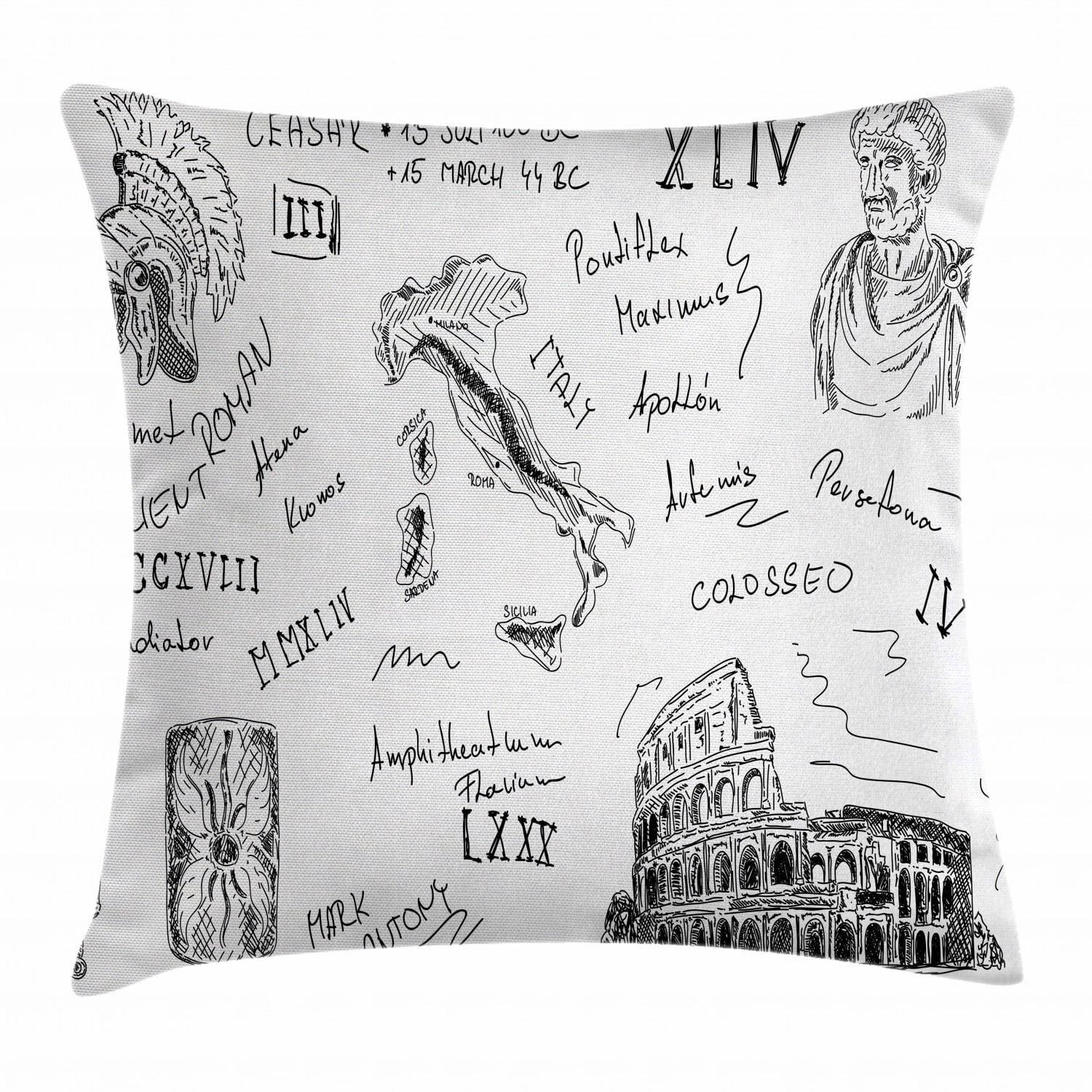 Toga Party Throw Pillow Cushion Cover Ancient Roman Period Icons
