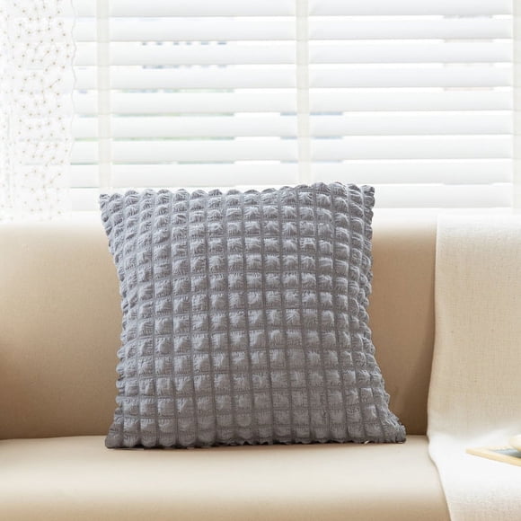 Nvzi 3 fundas de almohada elásticas de color sólido simple con estampado a cuadros, funda de almohada simple de color puro de 17,72 x 17,72 pulgadas (gris)