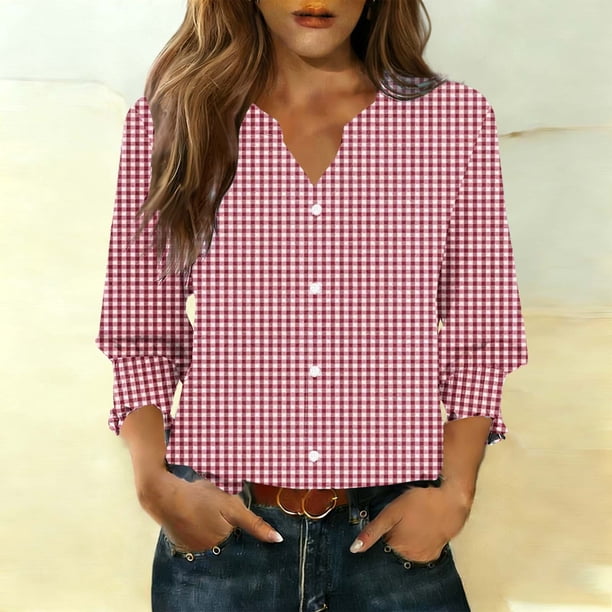 TaTaai Women's Fashion Spring And Summer Button Up Cardigan 3/4 Quarter Sleeve Jacket V-neck Top/shirt Gift