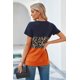 thumbnail image 1 of ABPHQTO Camiseta de mujer de manga corta color block con estampado de leopardo azul, 1 of 5