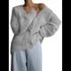 thumbnail image 2 of Cárdigan de Mujer, Suéter de Larga, Cárdigan con Botones y Cuello en V, Prenda de Punto de Moda. Gris S, 2 of 10