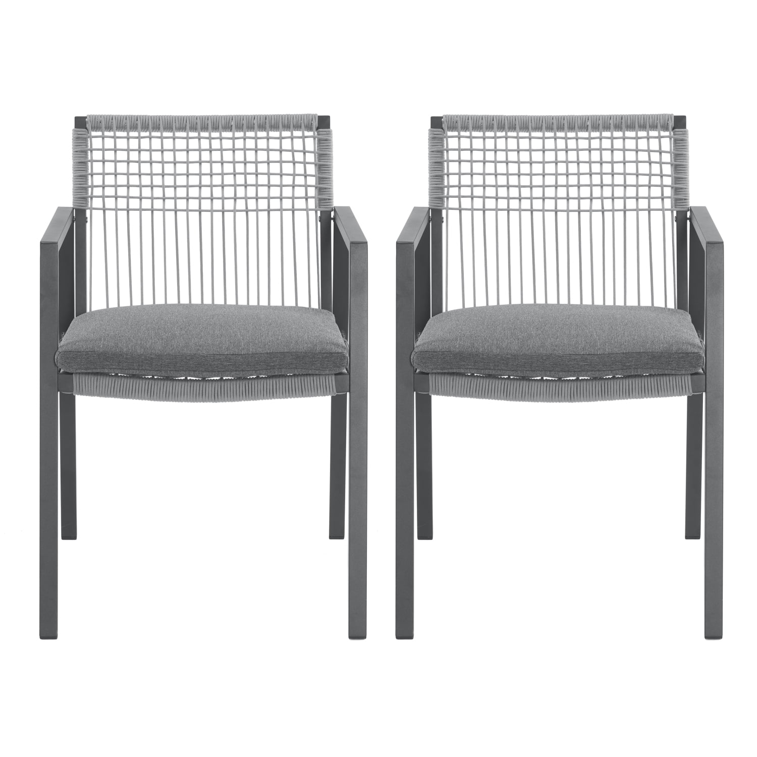 Outdoor Dining Chairs Set of 2, Aluminum Rope , Patio Balcony Chairs with Cushions