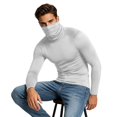 thumbnail image 3 of ZRGHAOYLQ Men's Athletic Shirts Long Sleeve Fitness Running Shirts Balaclava Turtleneck High Stretchy Tops Warm Thermal Face Mask Base Shirts, 3 of 9