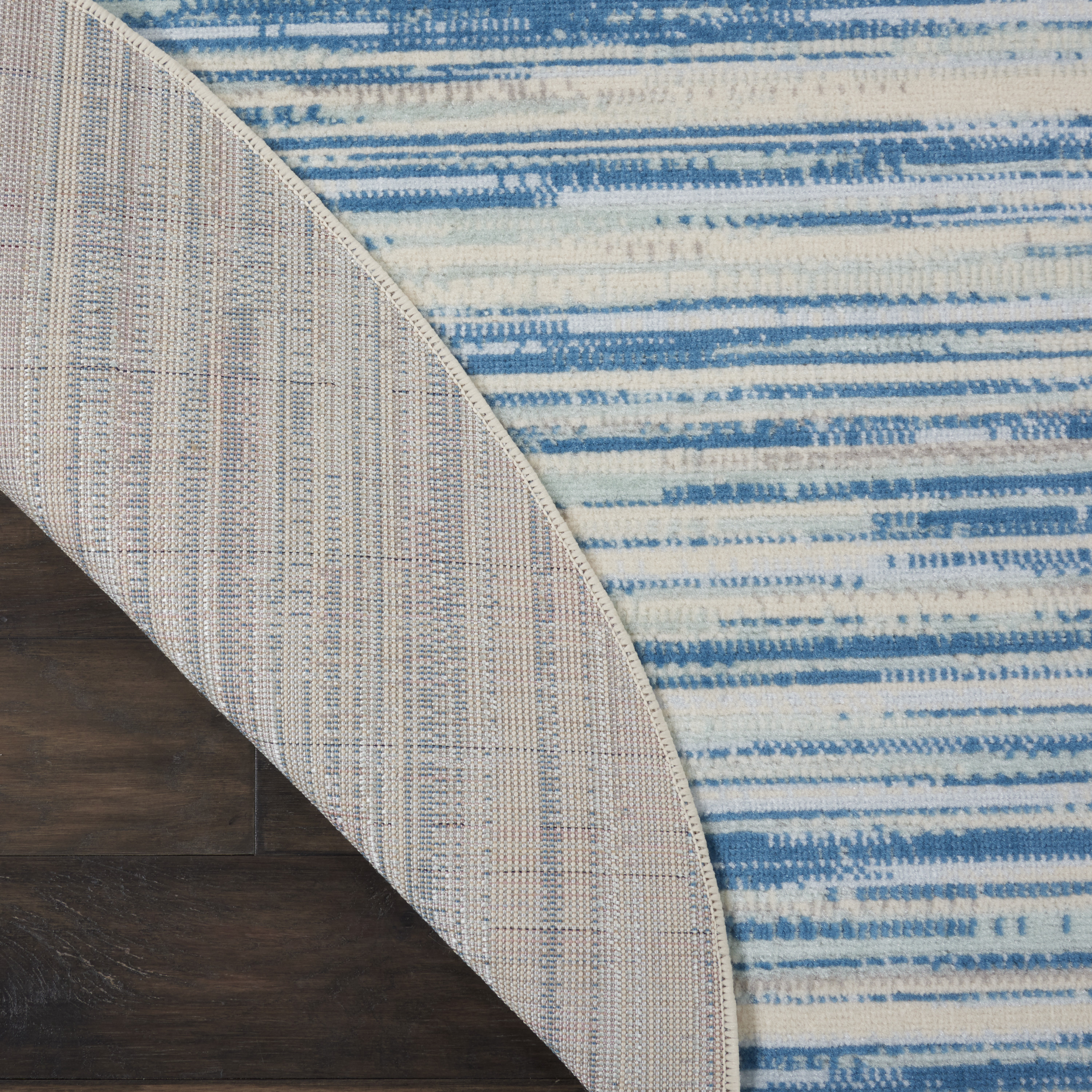 Nourison Bliss Modern Abstract Blue 5'3" x Round Area Rug, (5' Round)