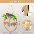 thumbnail image 2 of Welcome Sign Wooden Hanging Sign with Led Light String Welcome Sign for Front Door Round Wood Front Door Decoration Suitable for Night Hanging Sign Hollow Carved Front Porch Sign, 2 of 7