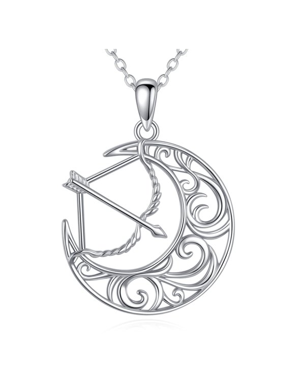 Bow and Arrow Necklace S925 Sterling Silver Artemis Pendant Necklaces for Women Archery Hunter Jewelry Gifts