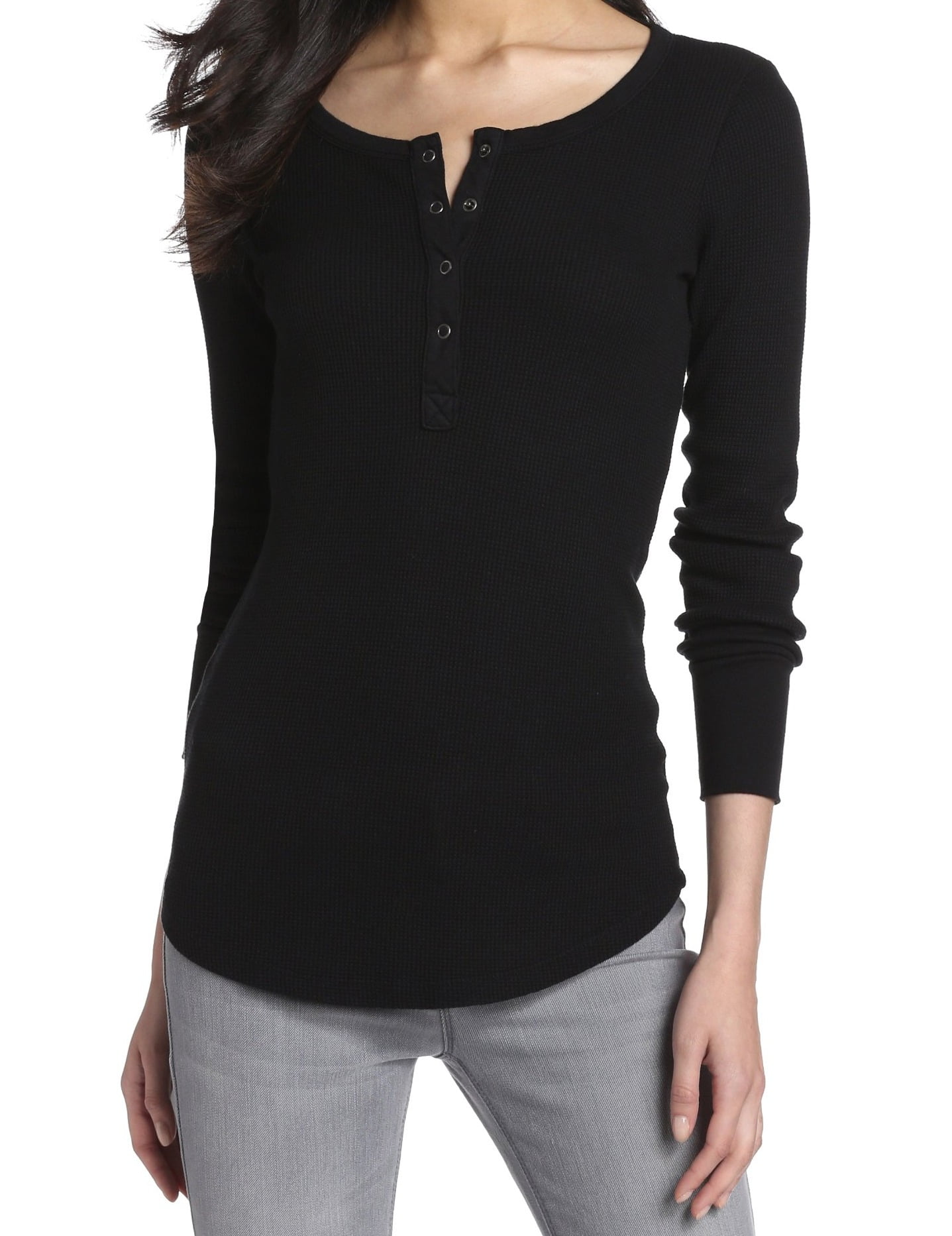 Splendid Splendid Womens Snap Button Henley Waffle Knit Top Walmart