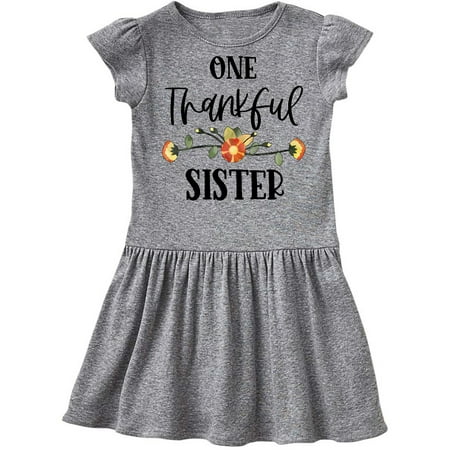 

Inktastic One Thankful Sister Autumn Flowers Gift Toddler Girl Dress