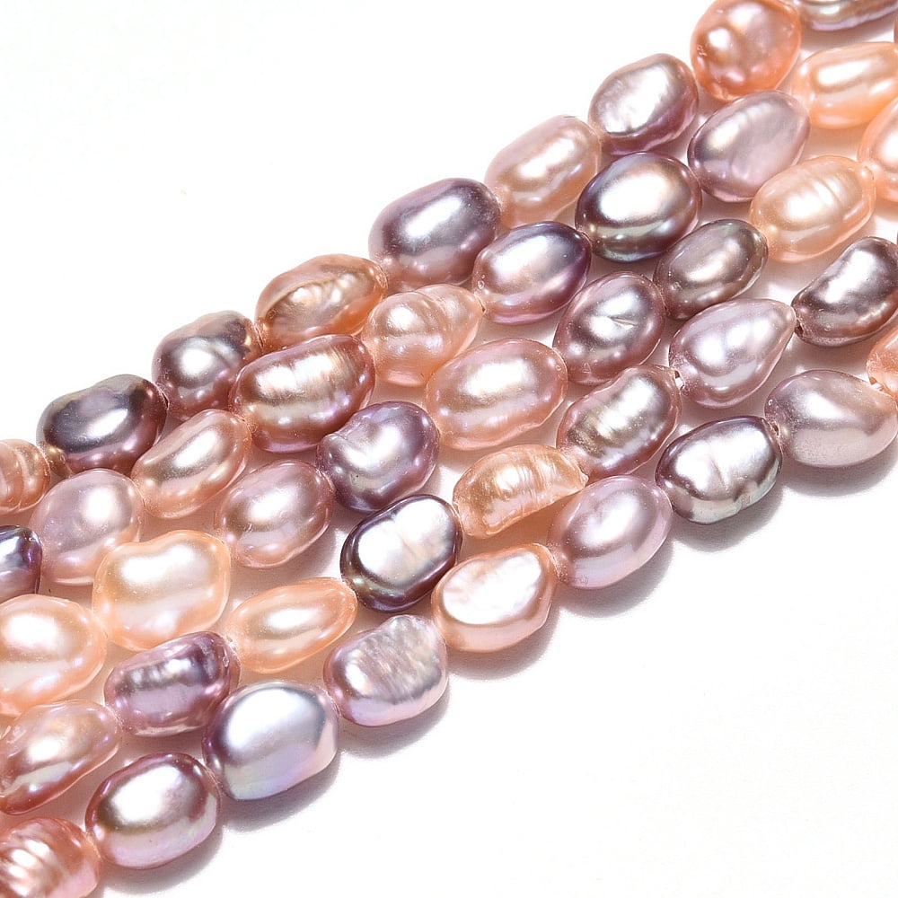 2strands Cultured Freshwater Pearl Beads Strands Baroque Pearls Keshi Pearl Beads Two Sides Polished PeachPuff 6~11x5~6.5x3.5~6.5mm Hole: 0.7mm about 47~48pcs/strand 13.58~13.98 inch(34.5~35.5cm)