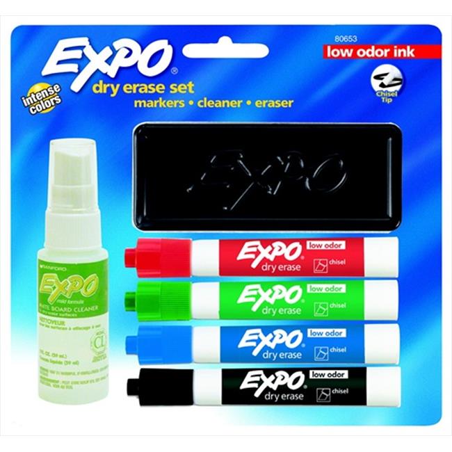 Expo 088346 Low Odor NonToxic Dry Erase Marker Set, Assorted Color