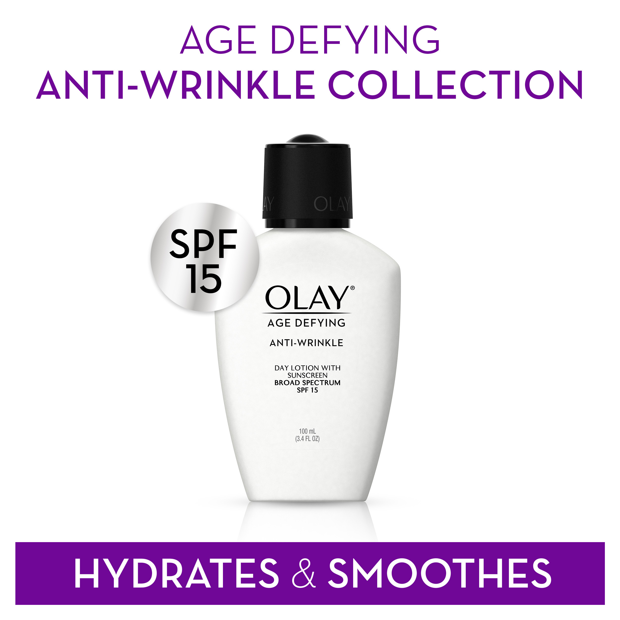 Olay Age Defying Anti-Wrinkle Day Face Lotion with Sunscreen SPF 15, For All Skin Types, 3.4 fl oz - image 5 of 8