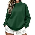 thumbnail image 2 of Oversized Sweatshirt for Women Zaewscy Women's Fashion Winter Sporty Solid Color Pocket Crewneck Loose Sweatshirt Army Green XXL, 2 of 9