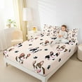 thumbnail image 4 of Manfei Cute Puppy Dog Twin Sheet Sets,Cartoon Pet Footprint Twin Fitted Sheet,Black Brown Flat Sheet For Boys Kids,Breathable Home Decor,3-Piece, 4 of 7