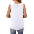 thumbnail image 3 of Anygrew Tank Tops for Women Sleeveless Round Neck Tops Casual Pleated Double Layers Chiffon Blouse Shirts, 3 of 6