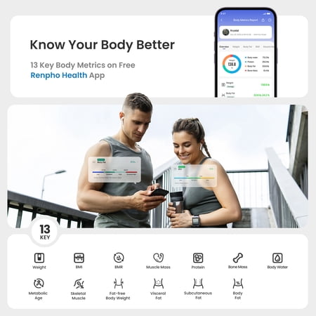 RENPHO Smart Body Fat Scale - BMI, Muscle Mass, Bluetooth - Image 5