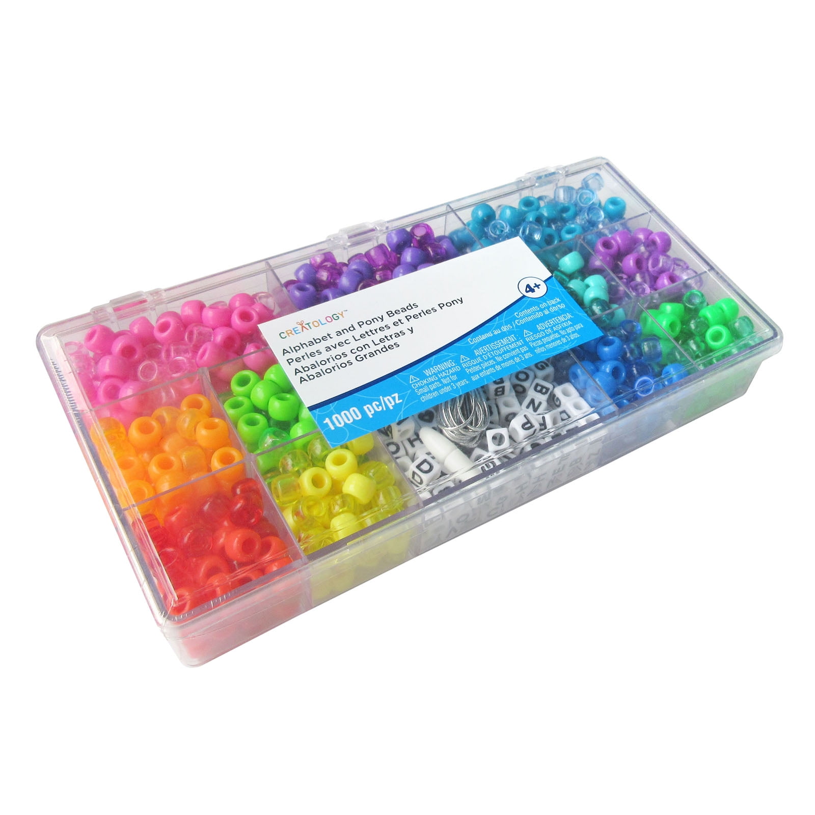 Alphabet & Pony Bead Box by Creatology - Plastic Beads for Making Jewelry - Charms - Key Chains - Friendship Bracelets - and Arts & Crafts - 1 Pack