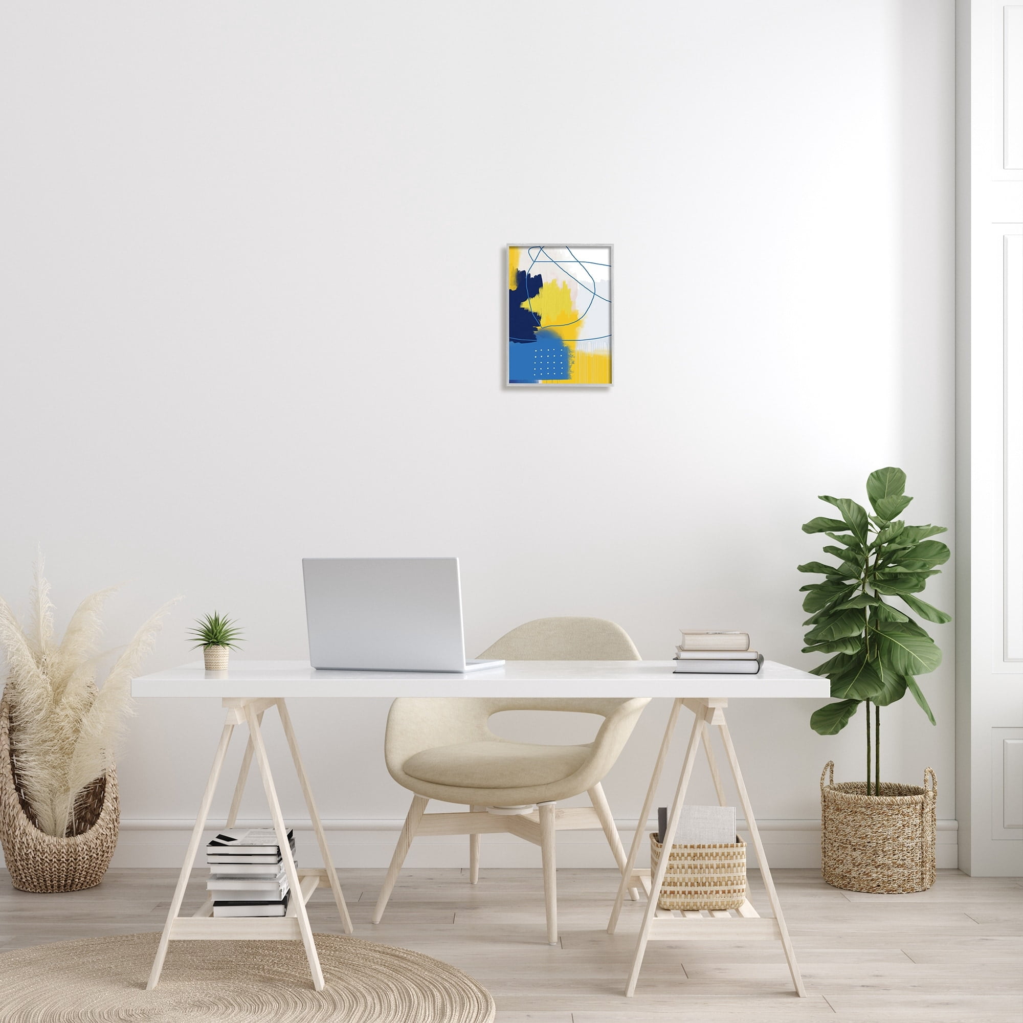 Stupell Industries Bold Lively Shapes Modern Blue Yellow Abstract Collage, 11 x 14, Design by Urban Epiphany