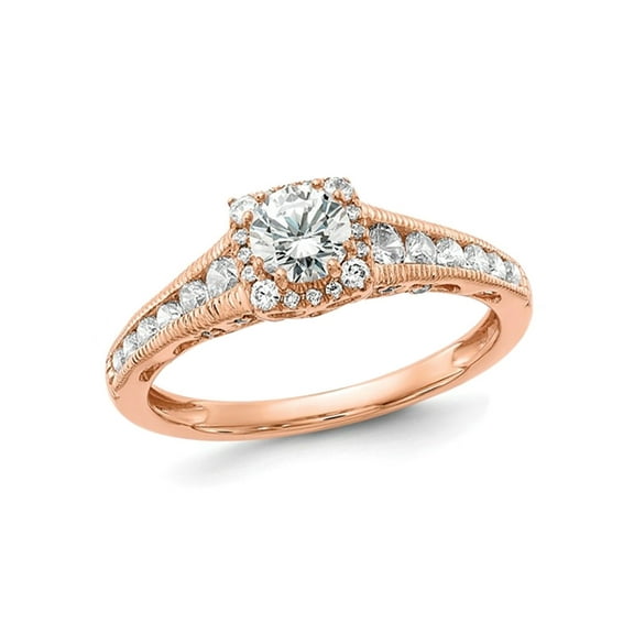 9/10 Carat (Ctw Color SI1-SI2, G-H-I) Lab-Grown Diamond Engagement Ring in 10K Rose Pink Gold (SIZE 7) for Women