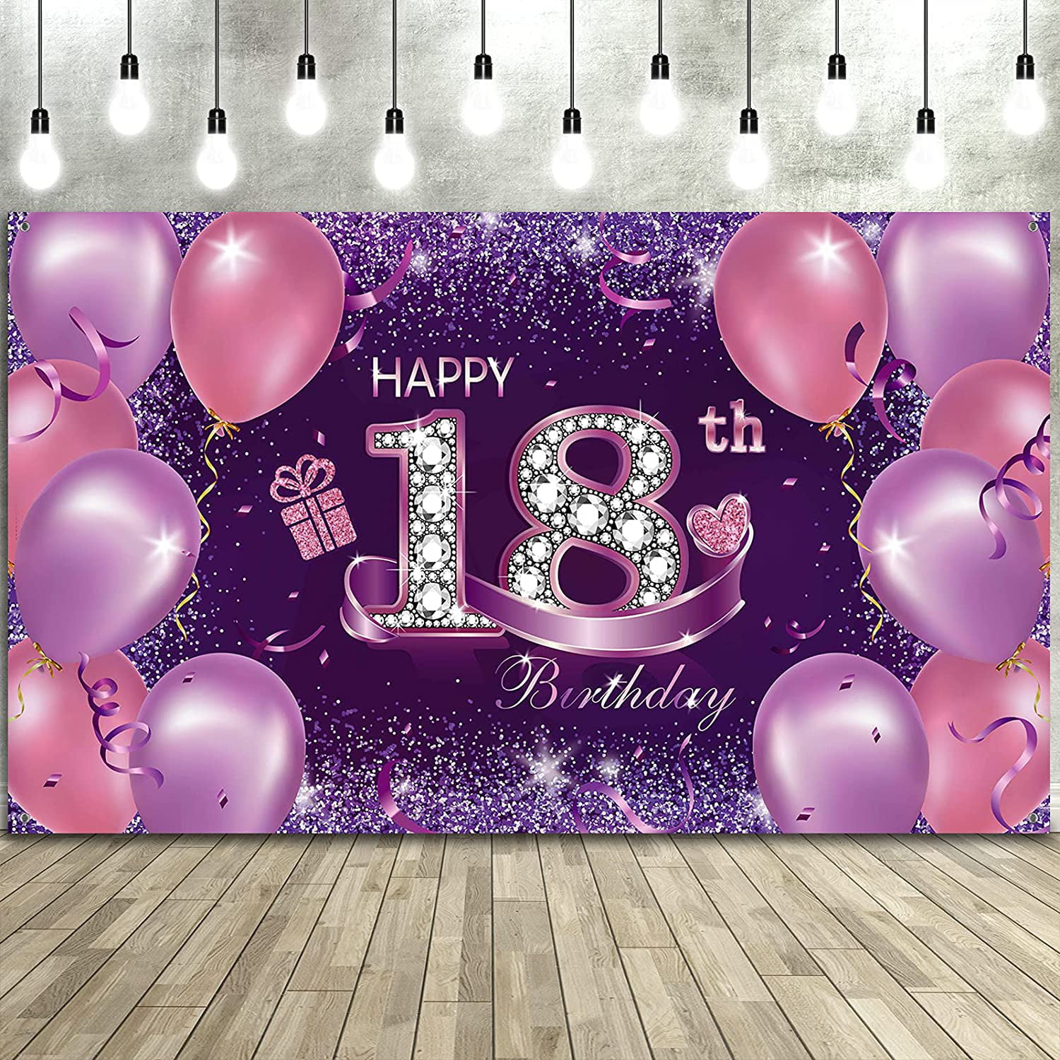 Happy Birthday Party Decorations, Large Fabric Pink Purple Happy 18th  Birthday Backdrop Banner Photo Booth Anniversary Background with Rope for  Girls Birthday Party Favor,  x  Inch | Walmart Canada