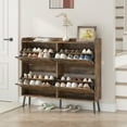 thumbnail image 4 of VEANERWOOD Shoe Cabinet with 4 Flip-Flop Drawers, Narrow Shoe Rack for Entryway Hallway, Freestanding, Rustic Brown, 4 of 9
